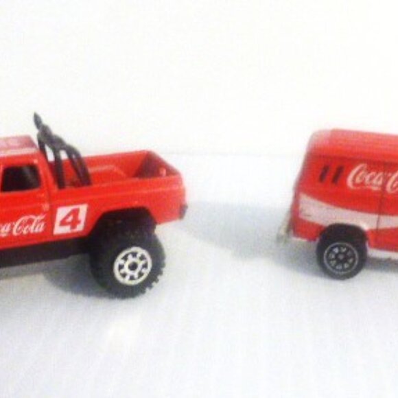 4x COKE DINKY CARS Coke Van Coke Pick Up Truck Hartoy Hong Kong Coke Delivery - Picture 2 of 11